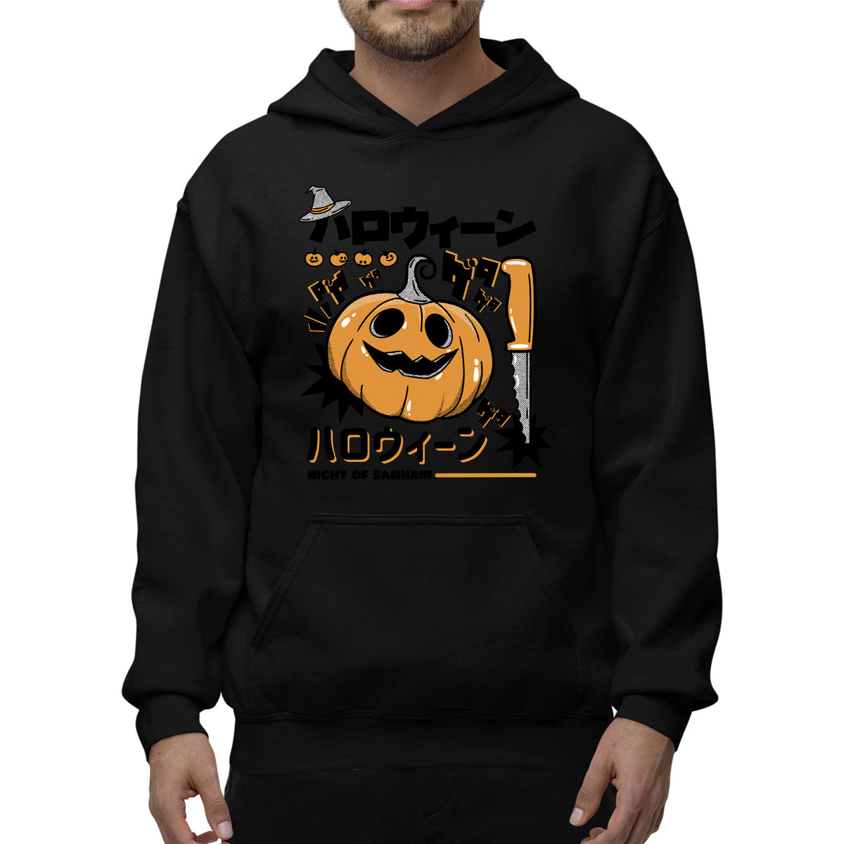 Anime Pumpkin Adult Pullover Hoodie | Premium Halloween Clothing
