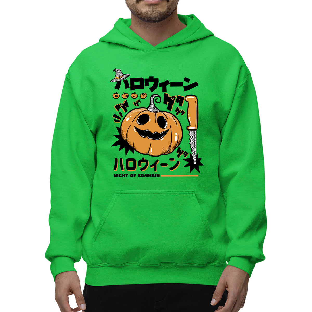 Anime Pumpkin Adult Pullover Hoodie | Premium Halloween Clothing