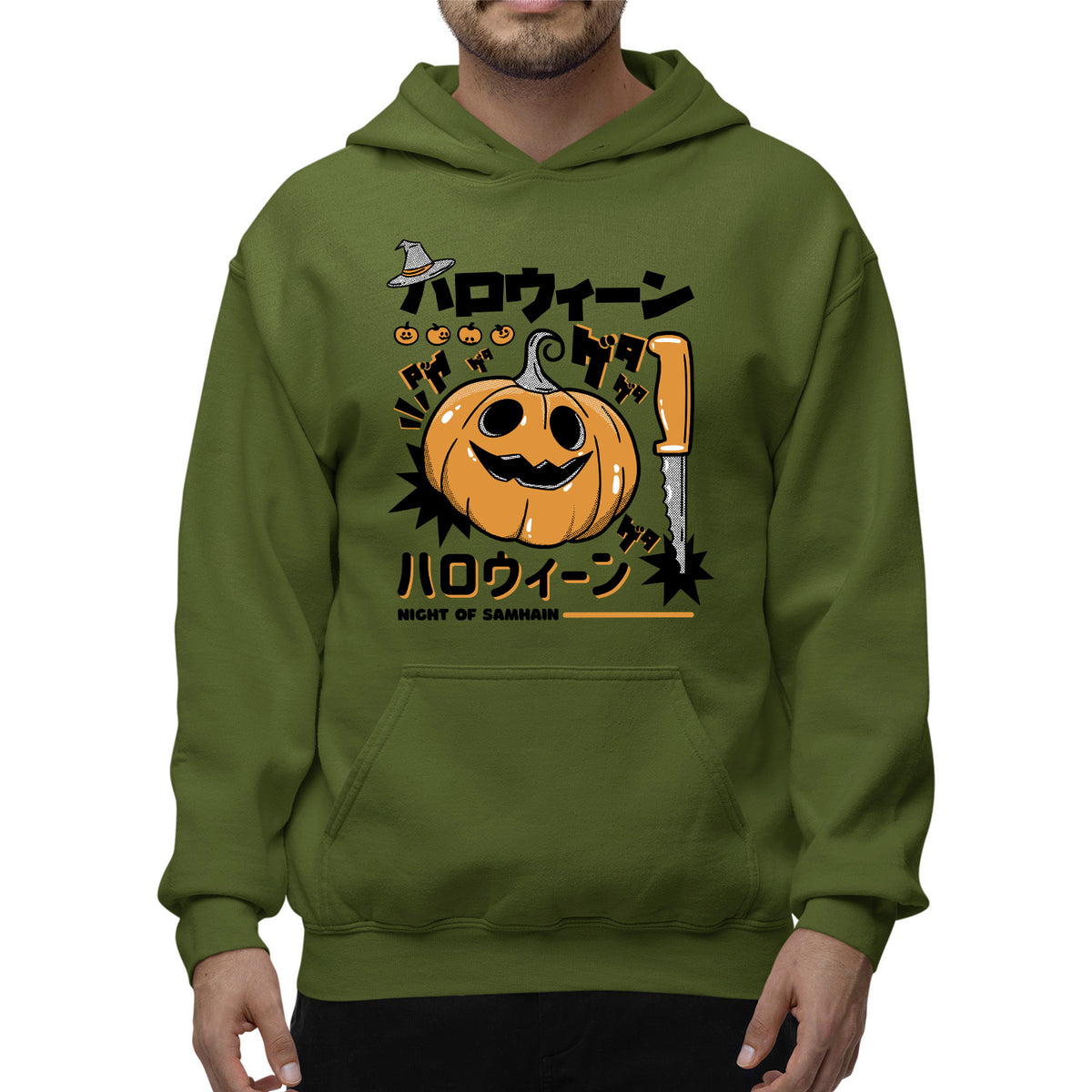 Anime Pumpkin Adult Pullover Hoodie | Premium Halloween Clothing
