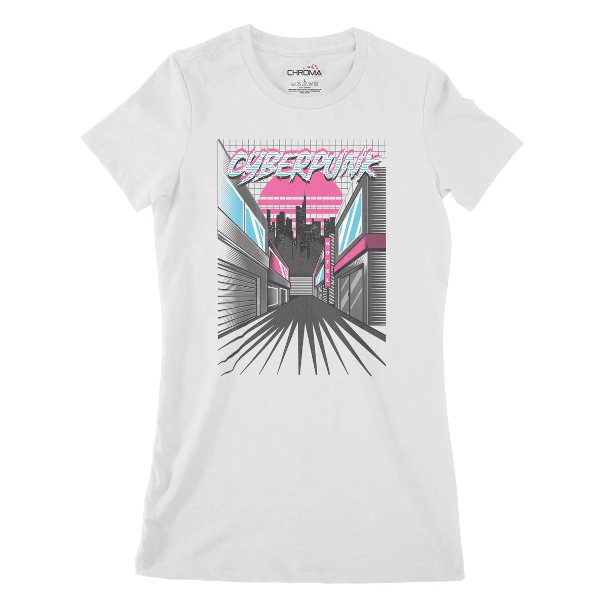 Cyberpunk City Women's Classic Fitted T-Shirt | Premium Quality Street Chroma Clothing