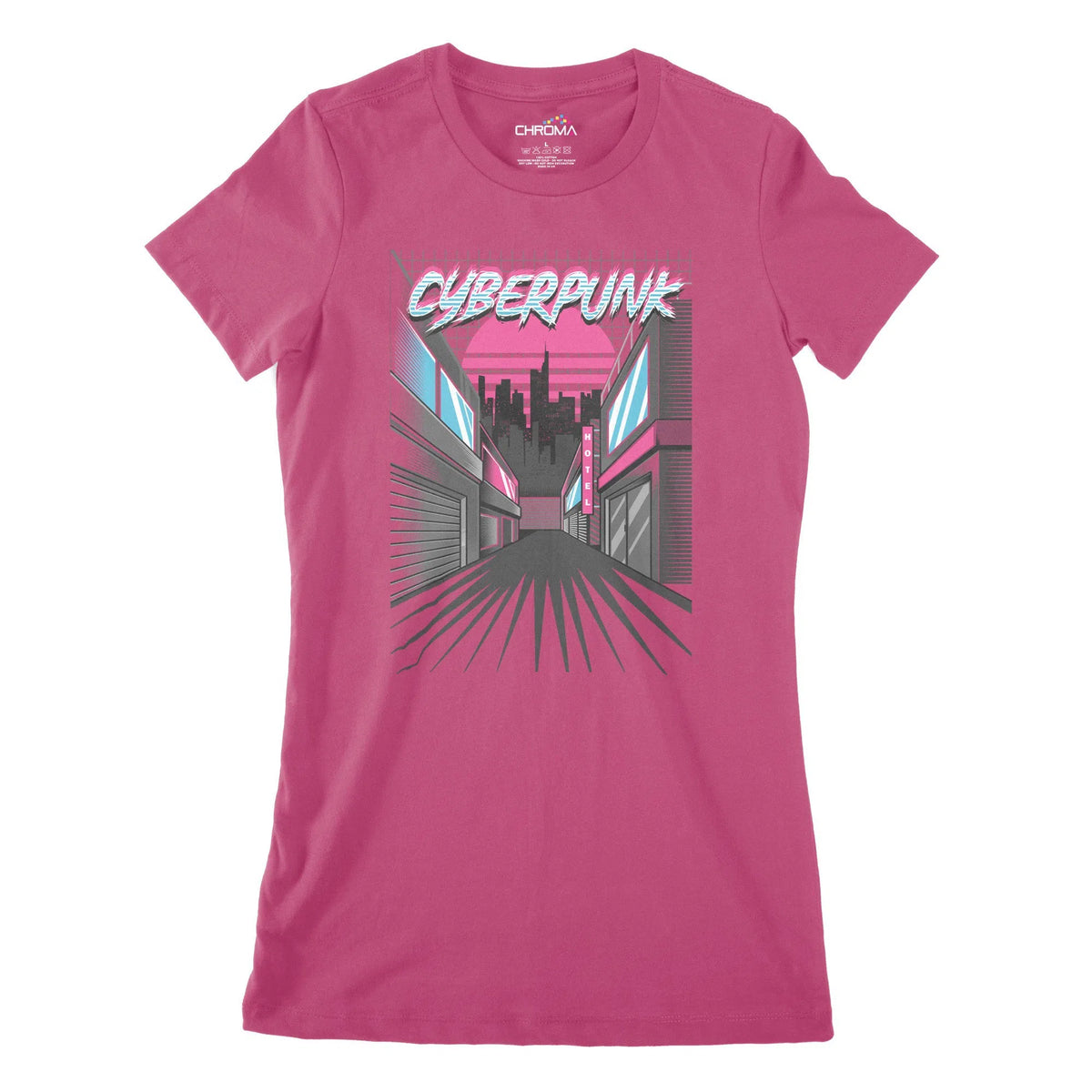Cyberpunk City Women's Classic Fitted T-Shirt | Premium Quality Street Chroma Clothing
