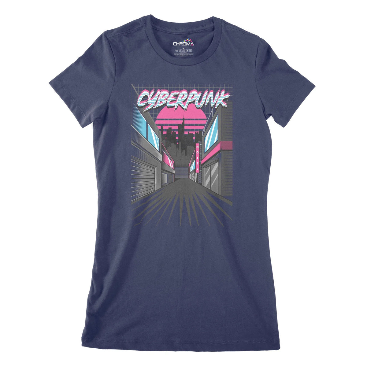 Cyberpunk City Women's Classic Fitted T-Shirt | Premium Quality Street Chroma Clothing