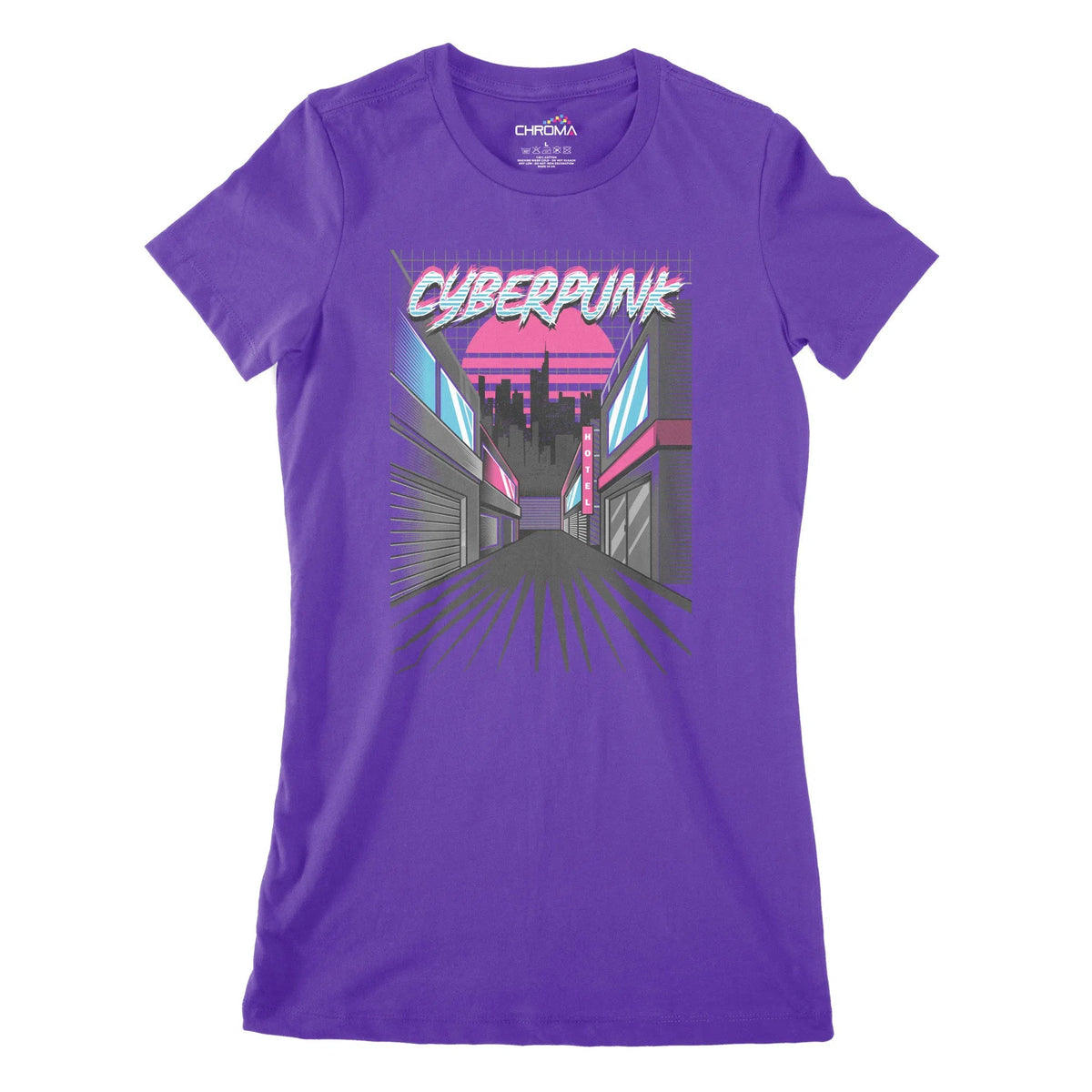 Cyberpunk City Women's Classic Fitted T-Shirt | Premium Quality Street Chroma Clothing