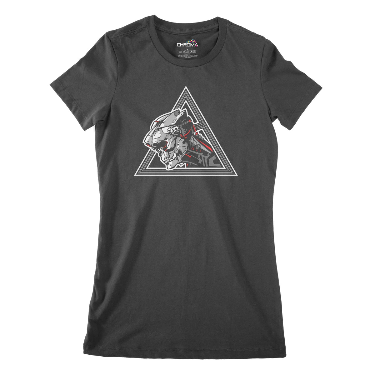 Cyborg Head Mono Cyberpunk Women's Classic Fitted T-Shirt | Premium Qu Chroma Clothing