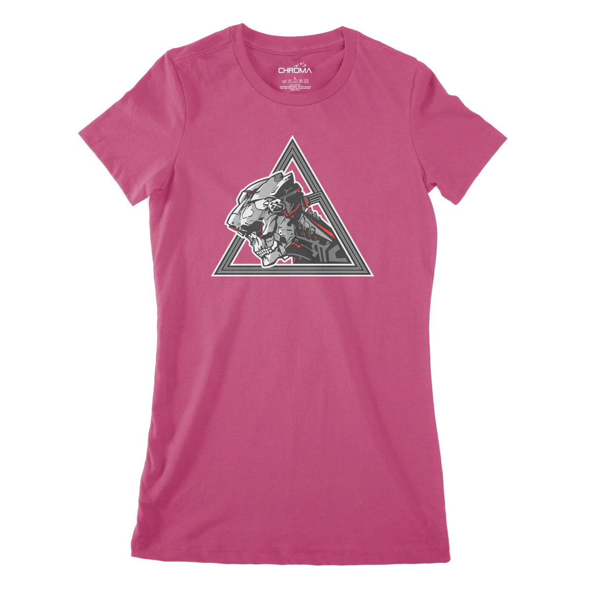 Cyborg Head Mono Cyberpunk Women's Classic Fitted T-Shirt | Premium Qu Chroma Clothing