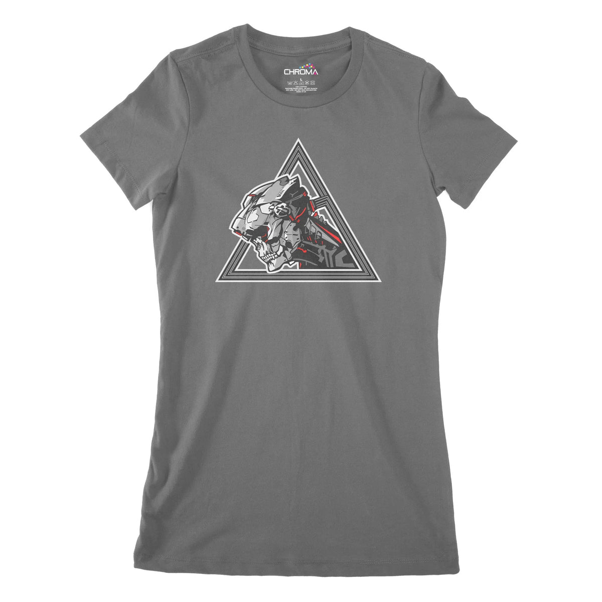 Cyborg Head Mono Cyberpunk Women's Classic Fitted T-Shirt | Premium Qu Chroma Clothing