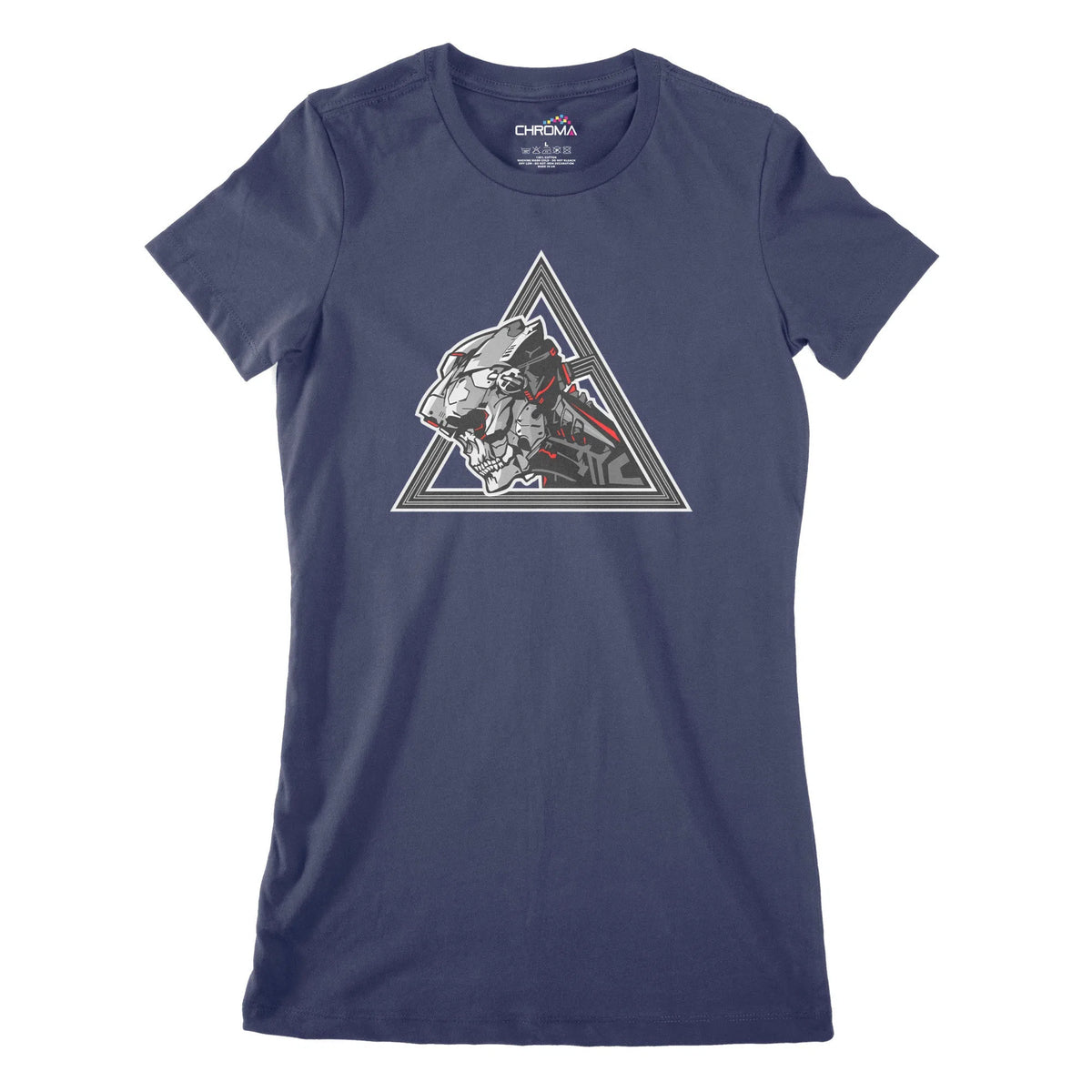Cyborg Head Mono Cyberpunk Women's Classic Fitted T-Shirt | Premium Qu Chroma Clothing