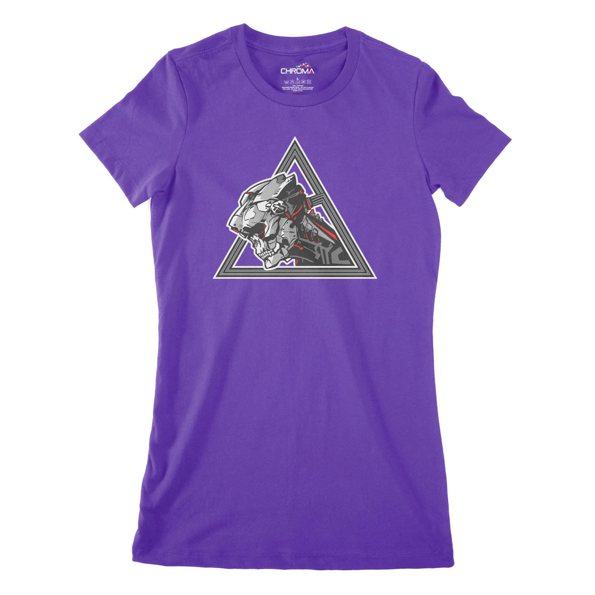 Cyborg Head Mono Cyberpunk Women's Classic Fitted T-Shirt | Premium Qu Chroma Clothing