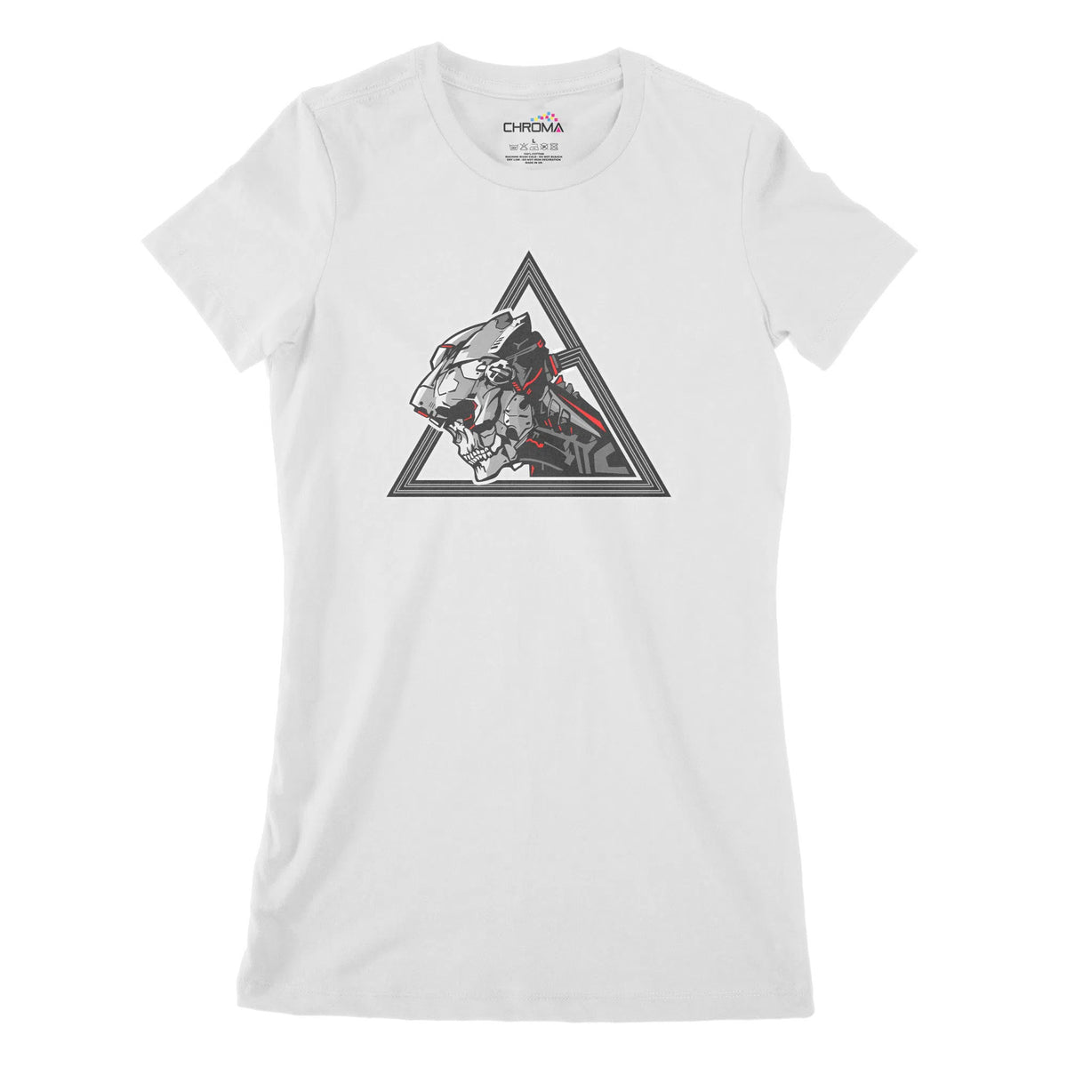 Cyborg Head Mono Cyberpunk Women's Classic Fitted T-Shirt | Premium Qu Chroma Clothing