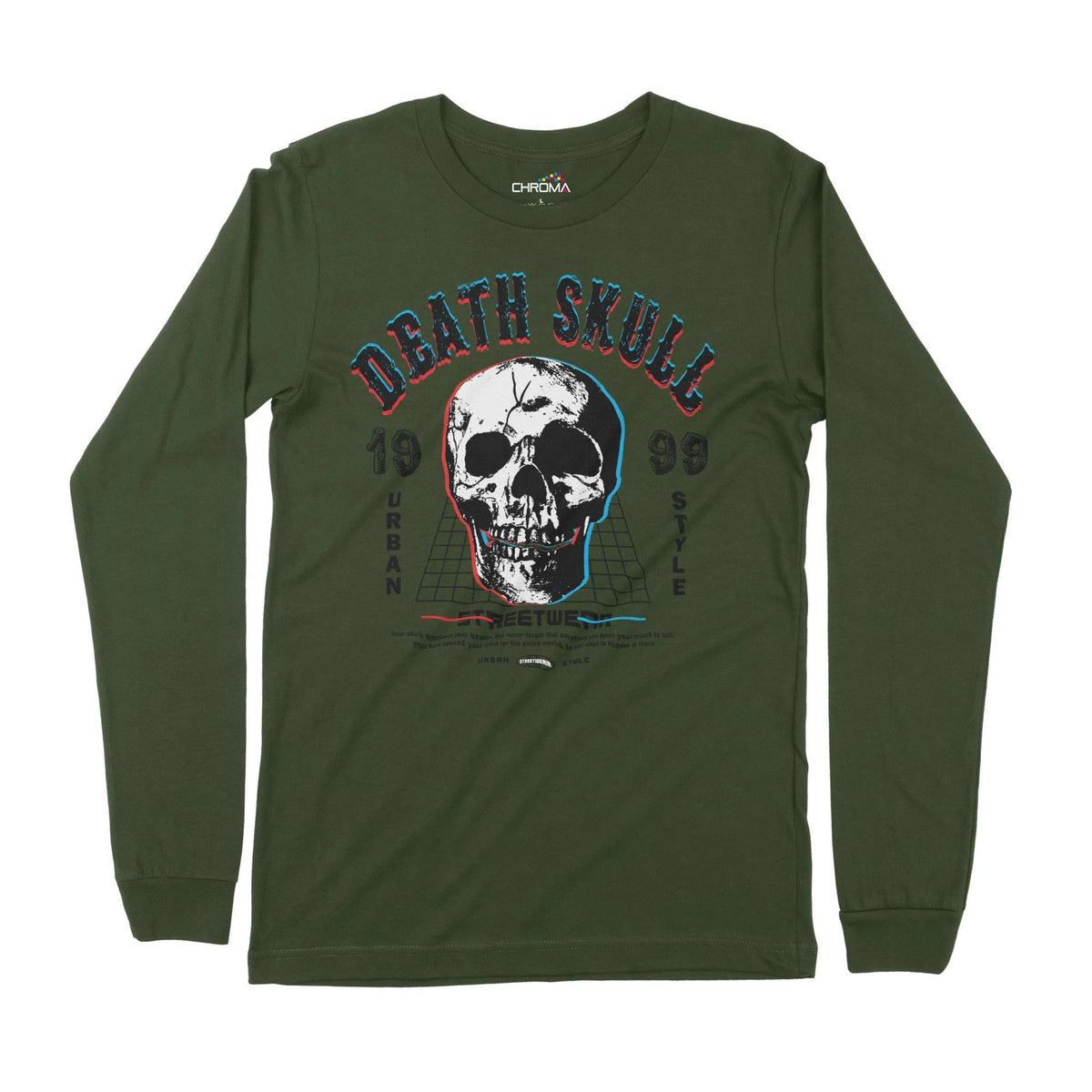 Death Skull | Long-Sleeve T-Shirt | Premium Quality Streetwear Chroma Clothing