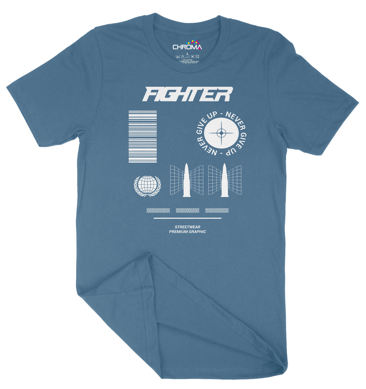 Fighter Never Give Up Unisex Adult T-Shirt | Premium Quality Streetwea Chroma Clothing