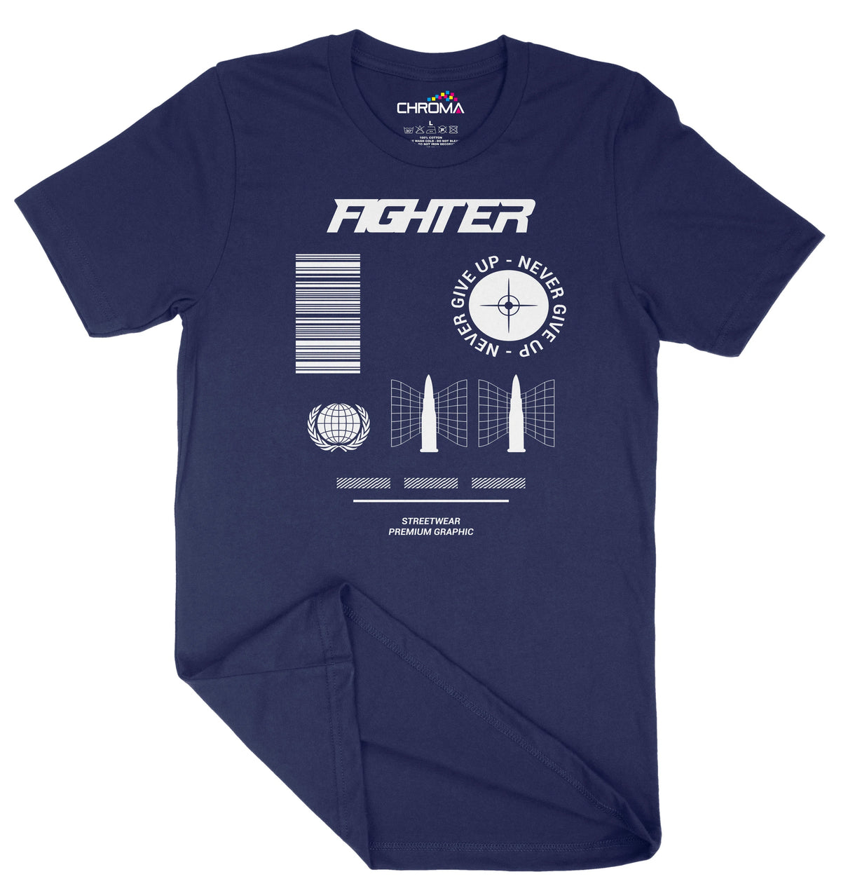 Fighter Never Give Up Unisex Adult T-Shirt | Premium Quality Streetwea Chroma Clothing