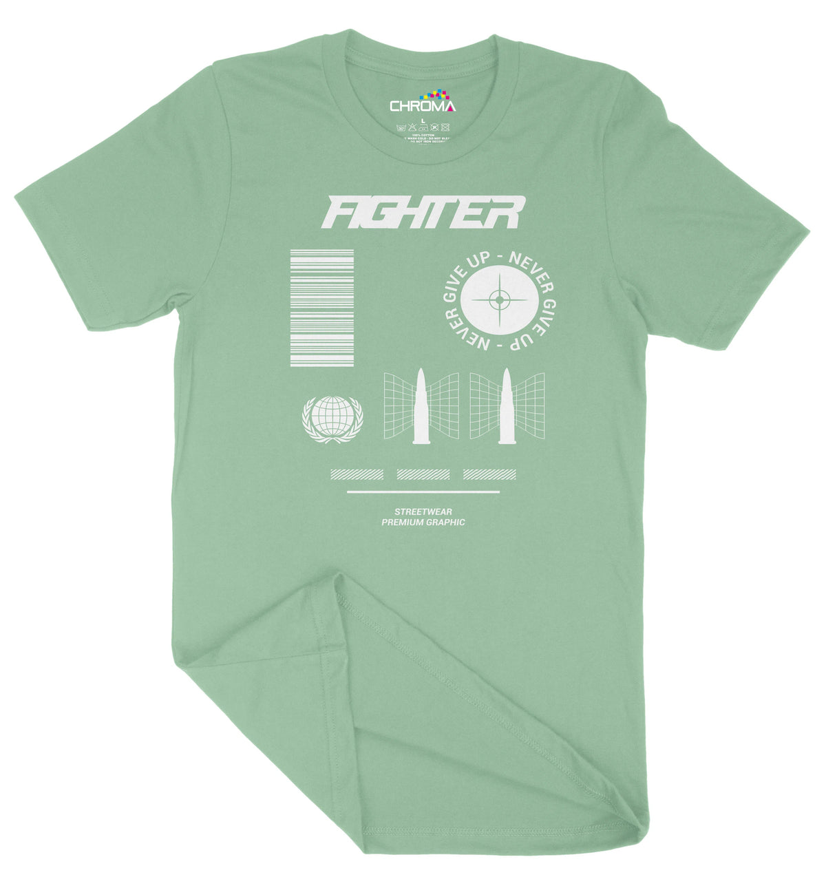 Fighter Never Give Up Unisex Adult T-Shirt | Premium Quality Streetwea Chroma Clothing