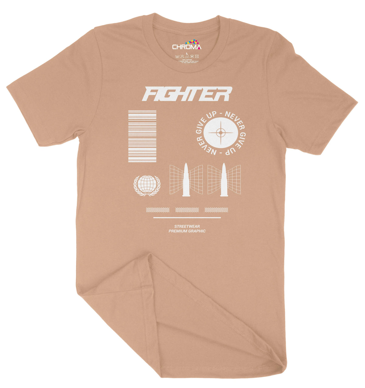 Fighter Never Give Up Unisex Adult T-Shirt | Premium Quality Streetwea Chroma Clothing