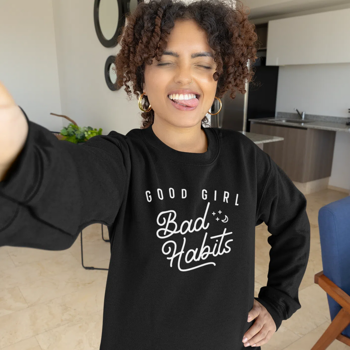 Good Girl Bad Habits Unisex Adult Sweatshirt | Premium Halloween Cloth Chroma Clothing