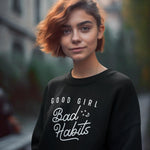 Good Girl Bad Habits Unisex Adult Sweatshirt | Premium Halloween Clothing-Adult Sweatshirt-Chroma Clothing