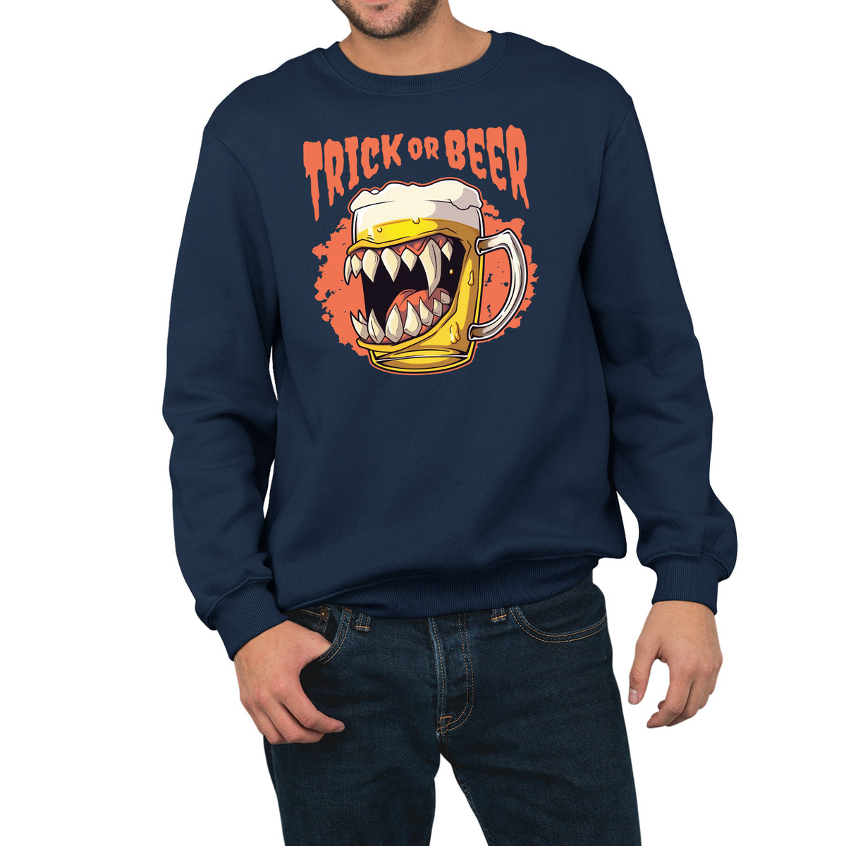 Trick Or Beer | Unisex Adult Sweatshirt | Premium Halloween Clothing