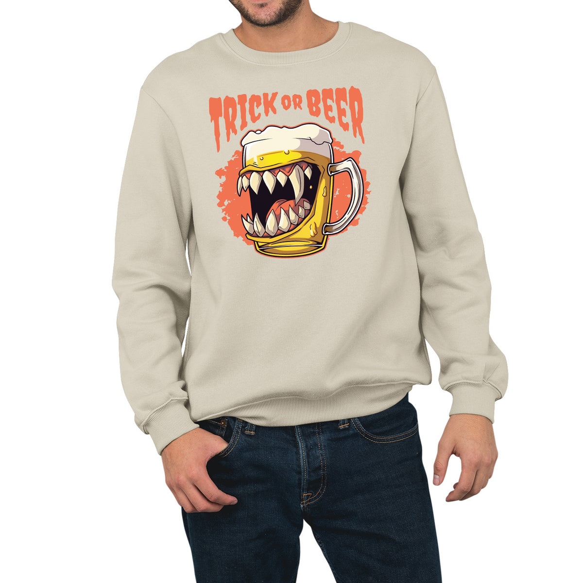 Trick Or Beer | Unisex Adult Sweatshirt | Premium Halloween Clothing