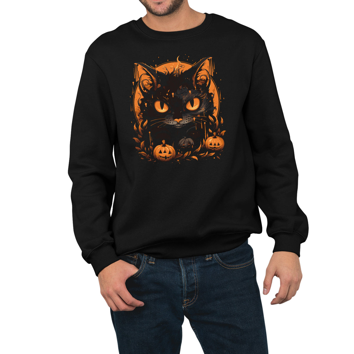 Halloween Kitty | Unisex Adult Sweatshirt | Premium Halloween Clothing