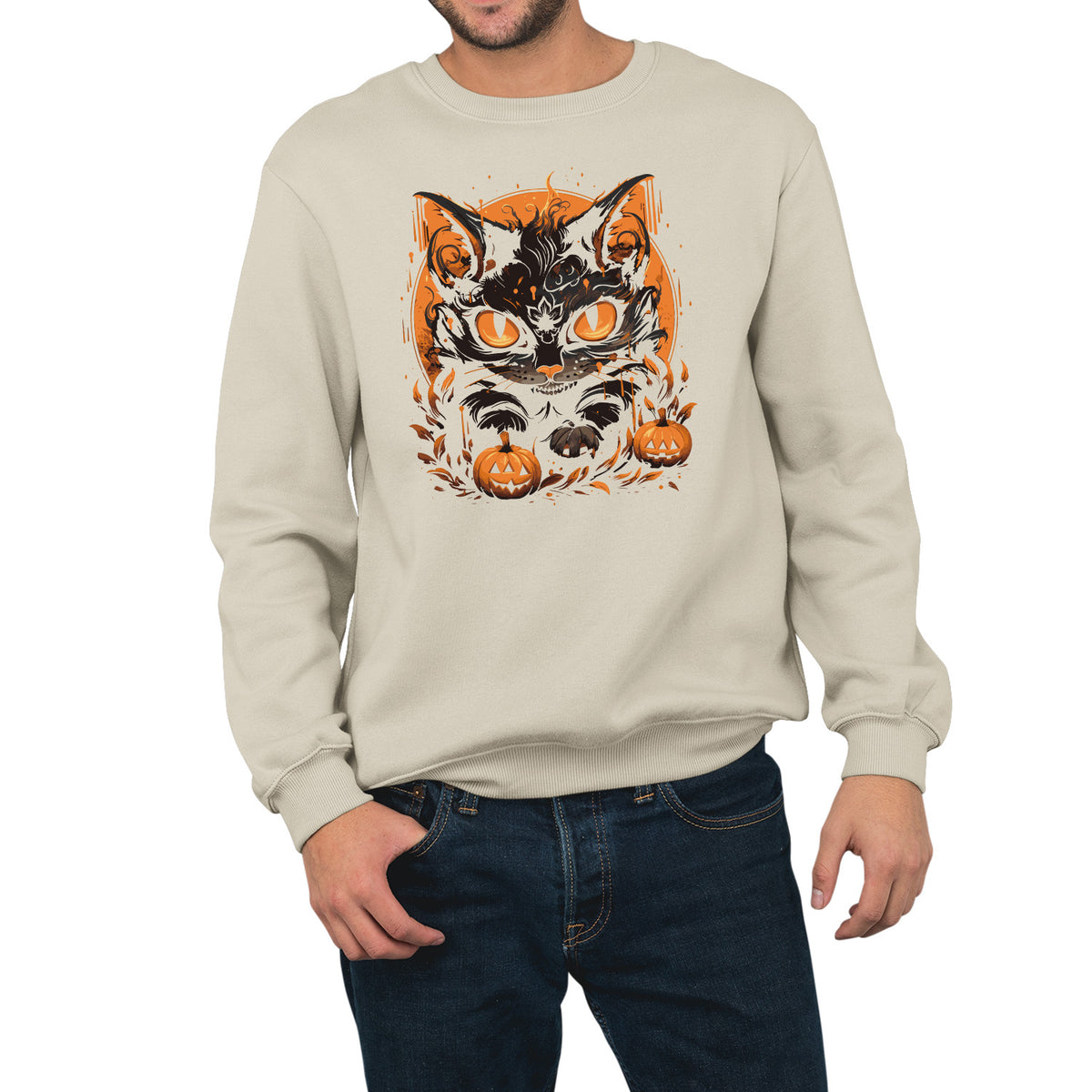 Halloween Kitty | Unisex Adult Sweatshirt | Premium Halloween Clothing