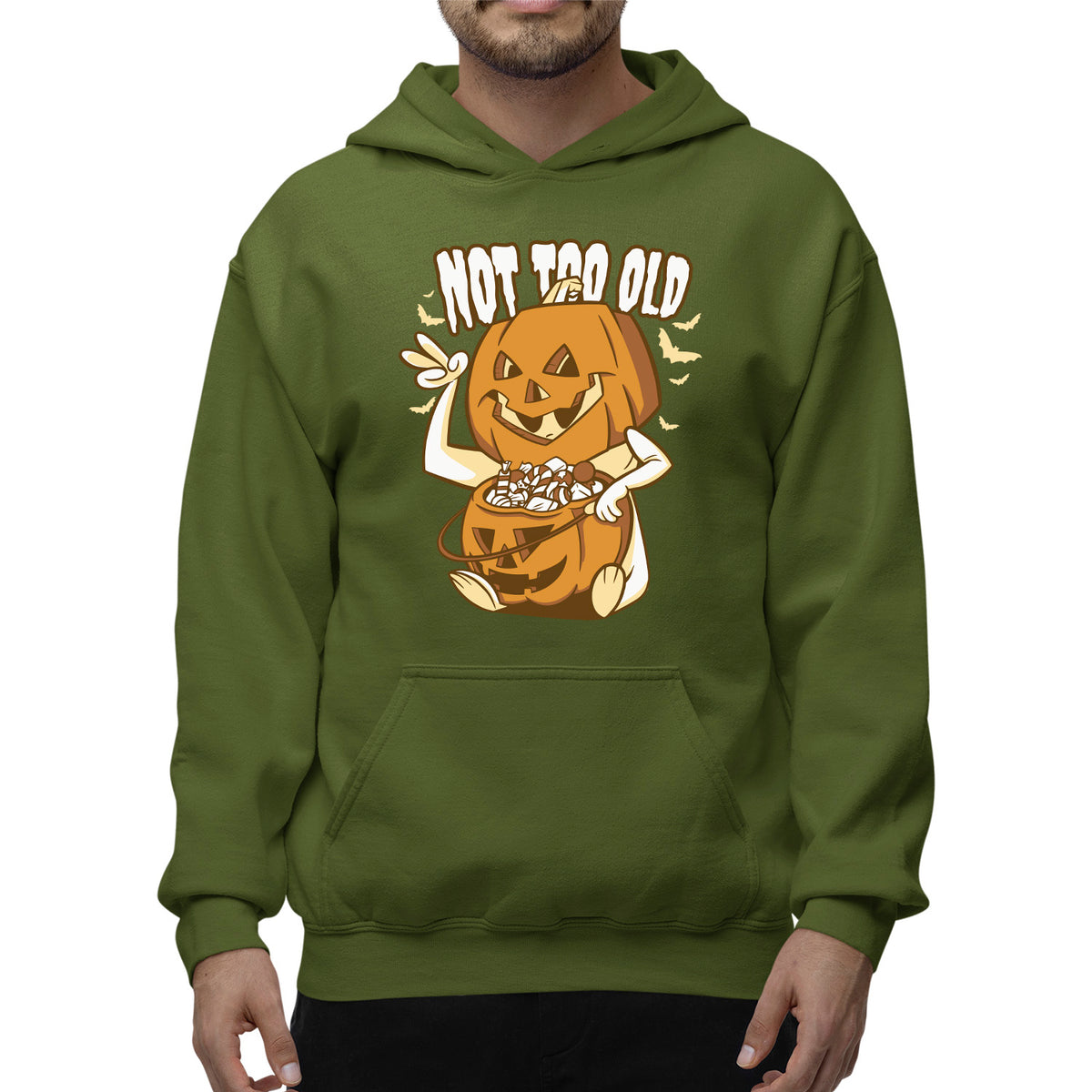 Not Too Old Pumpkin Unisex Adult Pullover Hoodie | Premium Halloween Clothing