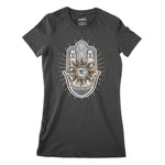 Hamsa Hand Evil Eye Women's Classic Fitted T-Shirt Chroma Clothing