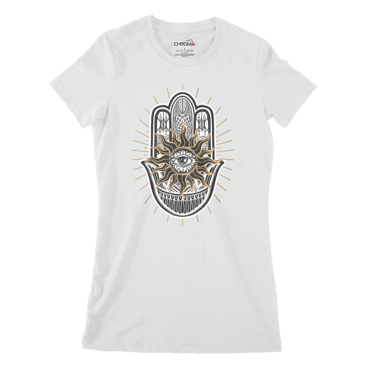 Hamsa Hand Evil Eye Women's Classic Fitted T-Shirt Chroma Clothing