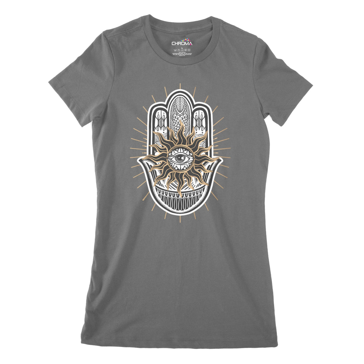 Hamsa Hand Evil Eye Women's Classic Fitted T-Shirt Chroma Clothing