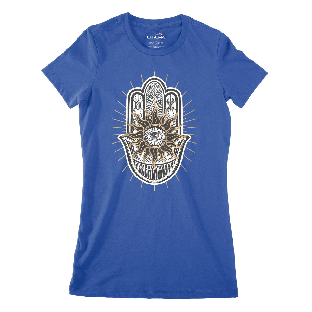 Hamsa Hand Evil Eye Women's Classic Fitted T-Shirt Chroma Clothing