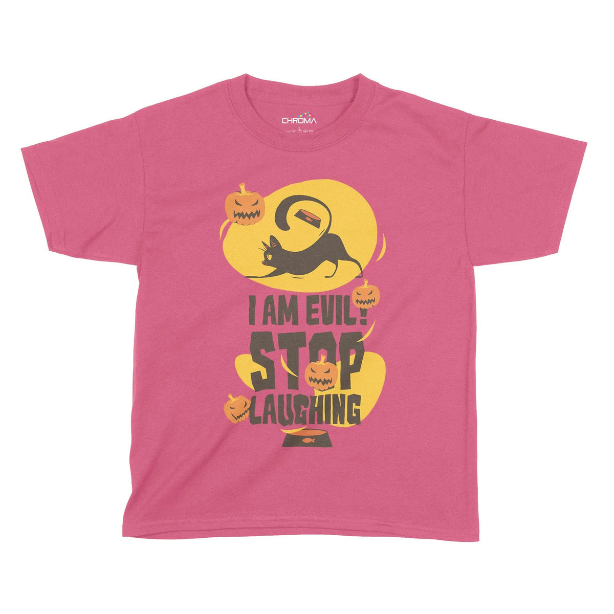 I Am Evil Stop Laughing Halloween Kids T-Shirt | Premium Halloween Clo Chroma Clothing