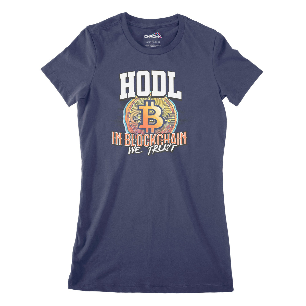 In Blockchain We Trust Women's Classic Fitted T-Shirt Chroma Clothing