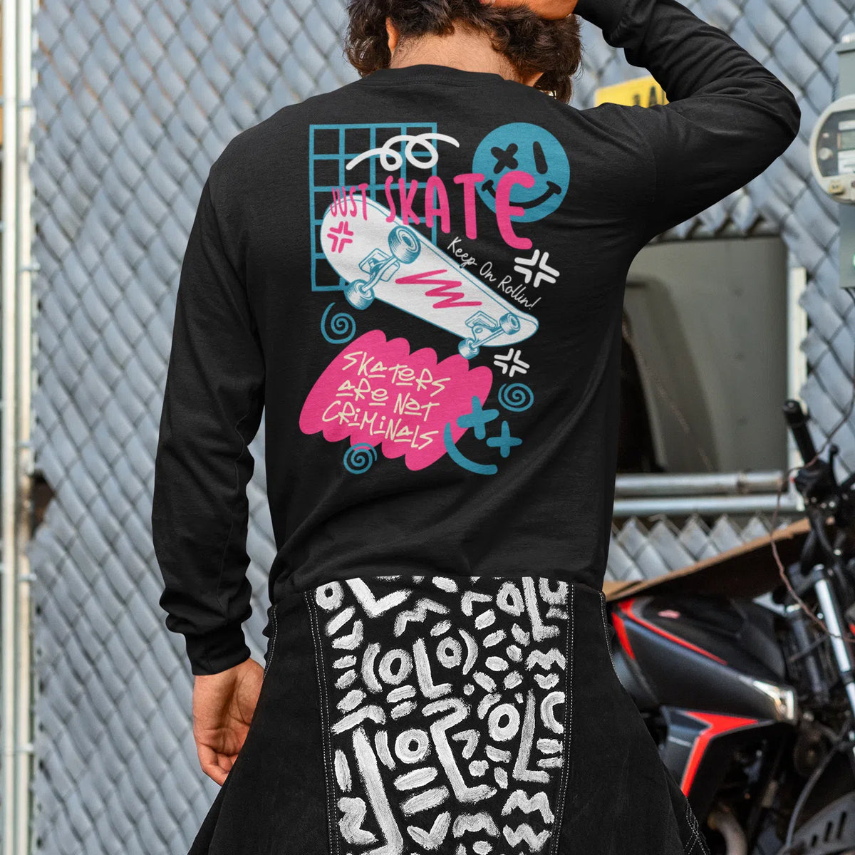 Just Skate | Dual Print | Long-Sleeve T-Shirt | Premium Quality Street Chroma Clothing