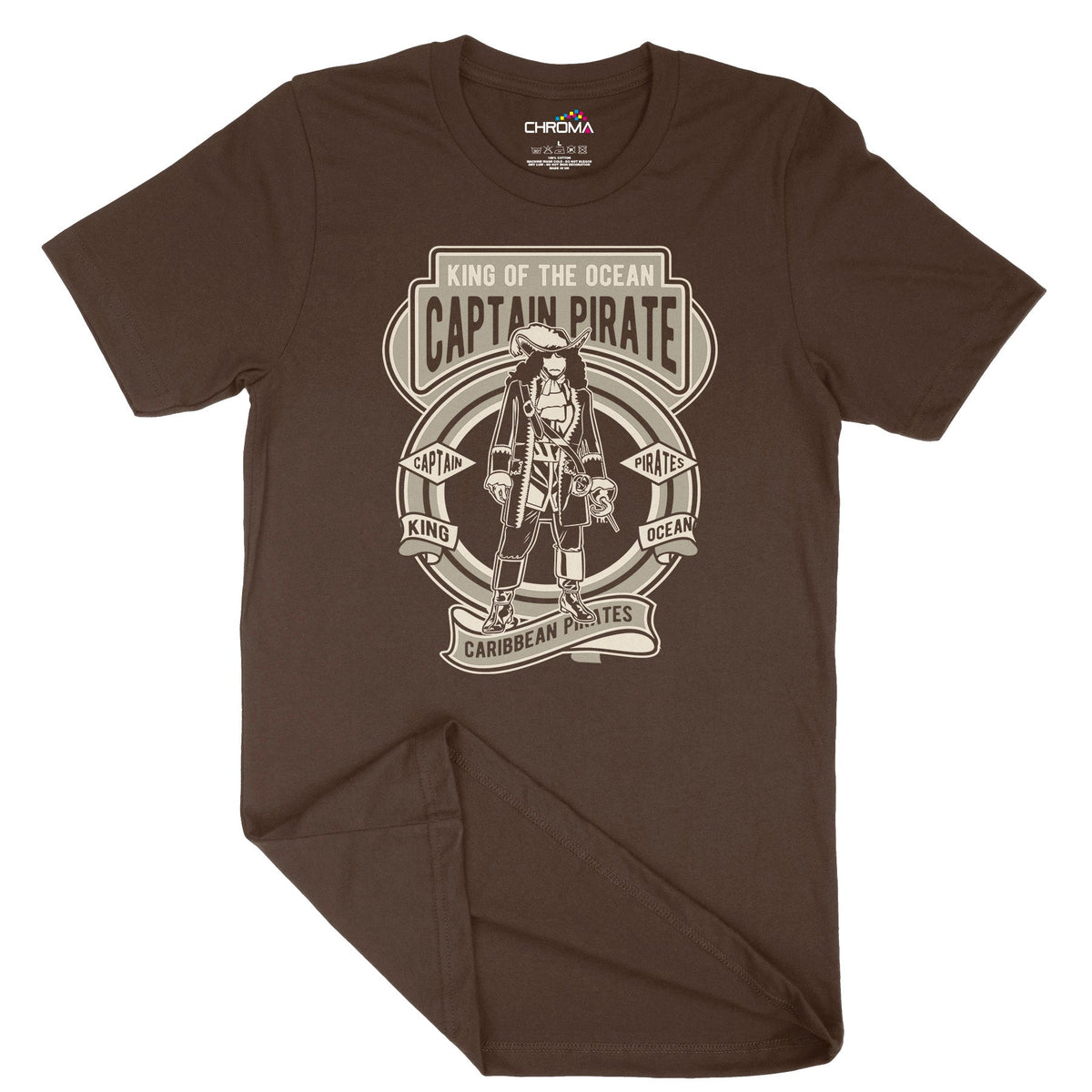King Of The Ocean Pirate | Vintage Adult T-Shirt | Classic Vintage Clo Chroma Clothing