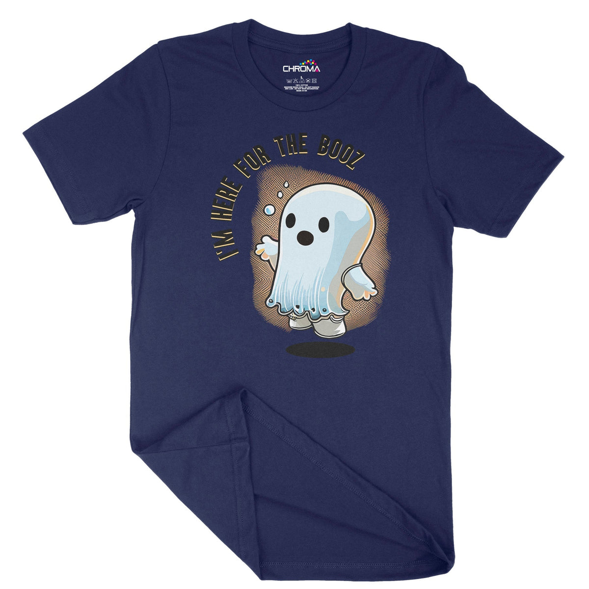 Little Ghost Here For The Boo's Unisex Adult T-Shirt | Premium Hallowe Chroma Clothing