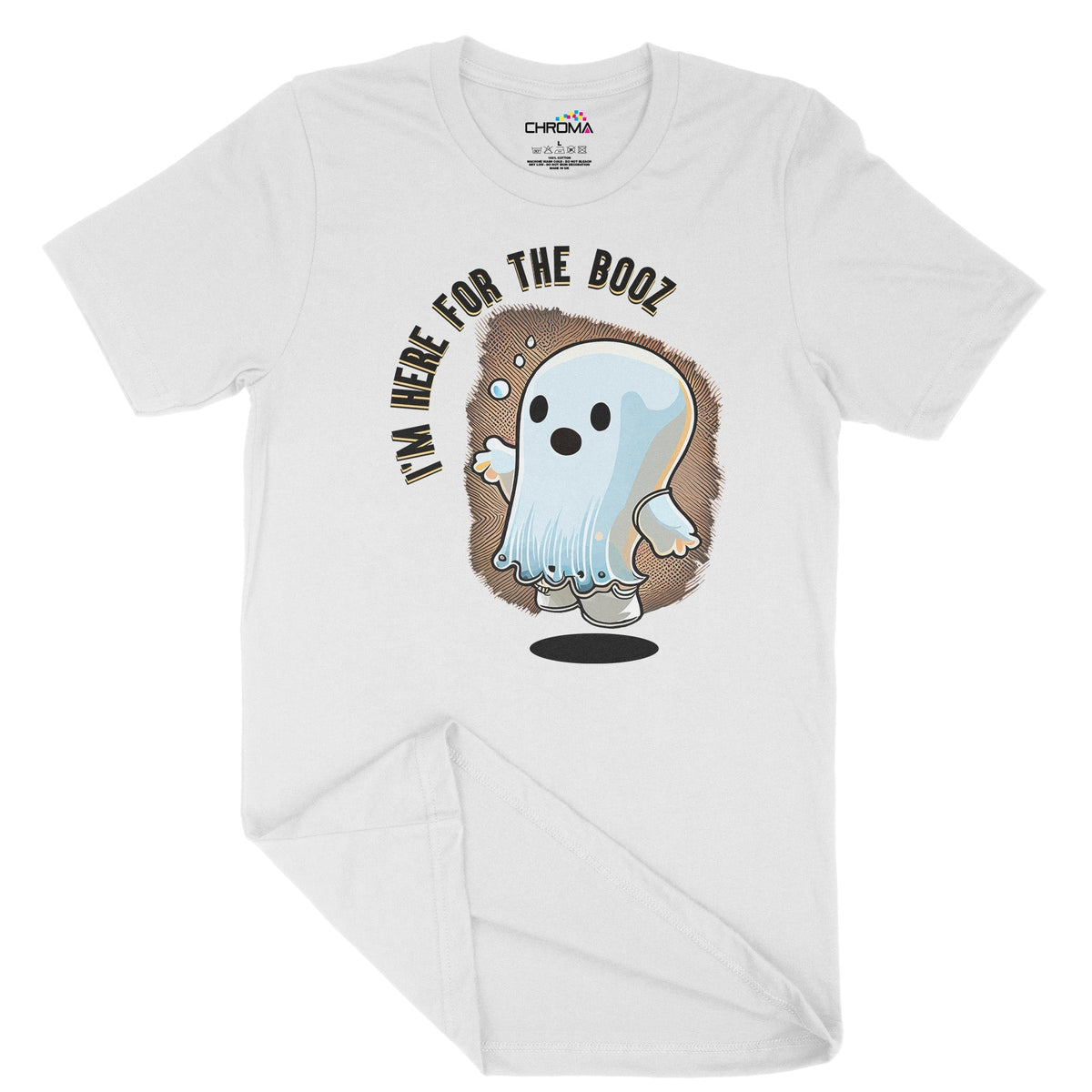 Little Ghost Here For The Boo's Unisex Adult T-Shirt | Premium Hallowe Chroma Clothing