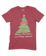 Merry Christmas You Filthy Animal Unisex Adult T-Shirt Chroma Clothing