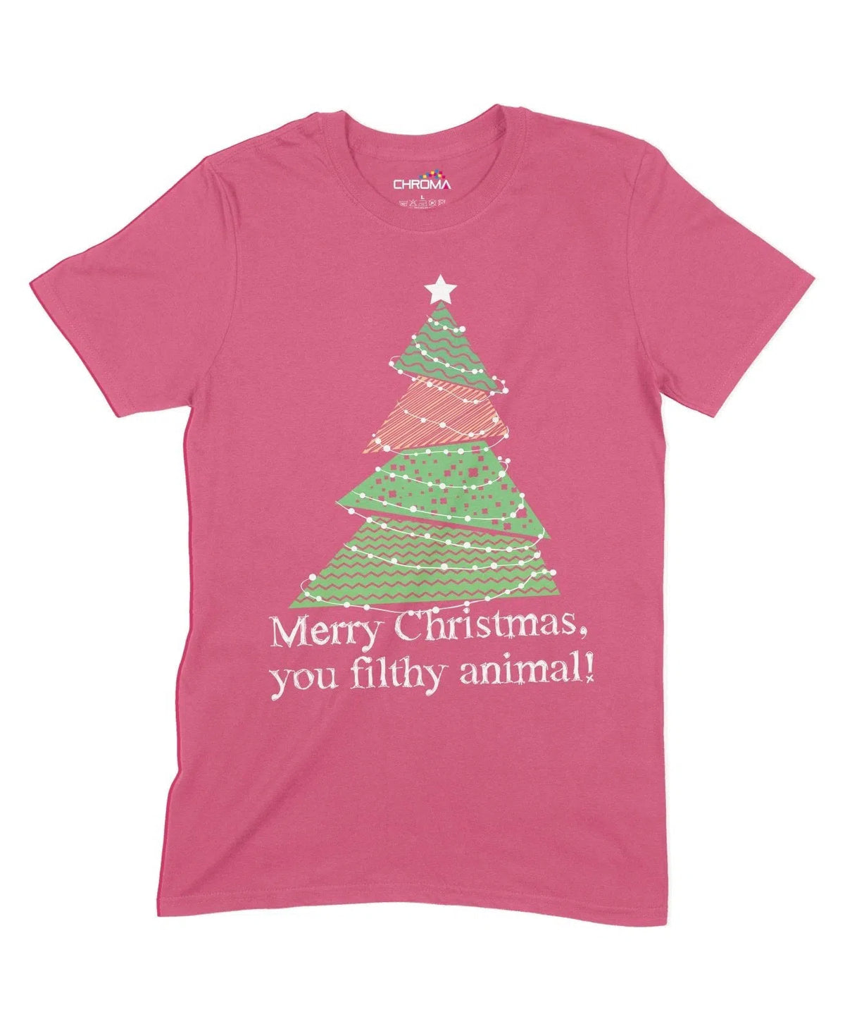 Merry Christmas You Filthy Animal Unisex Adult T-Shirt Chroma Clothing
