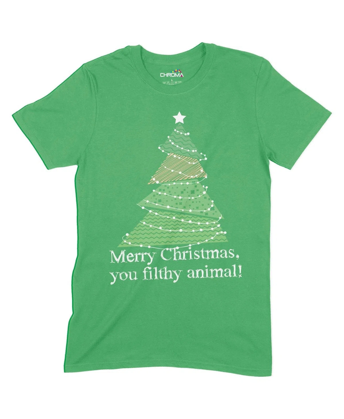 Merry Christmas You Filthy Animal Unisex Adult T-Shirt Chroma Clothing