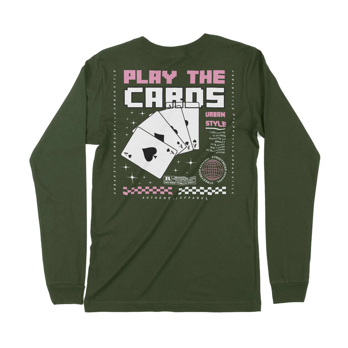 Play The Cards | Back Print | Long-Sleeve T-Shirt | Premium Quality St Chroma Clothing