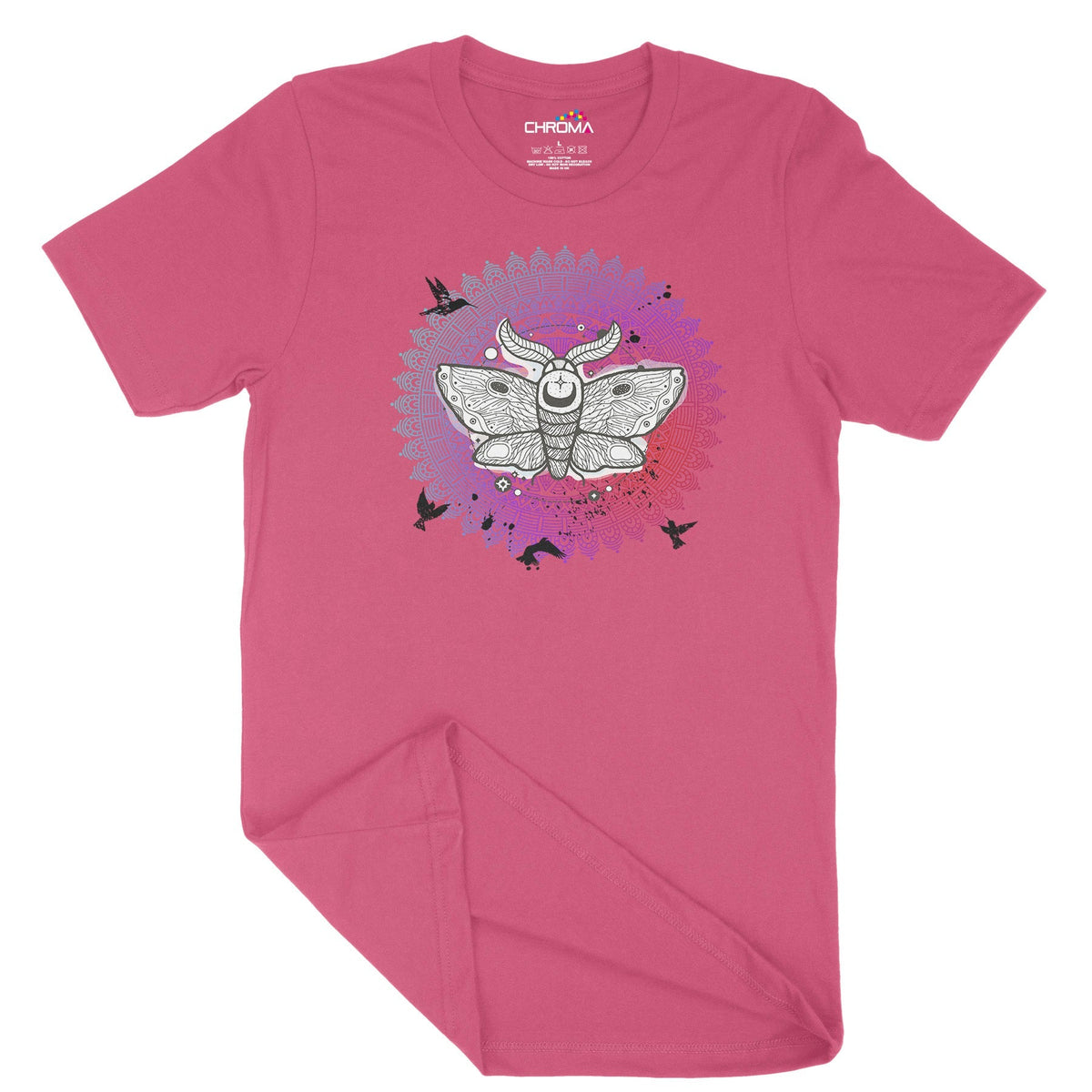 Psycedelic Moth Unisex Adult T-Shirt Chroma Clothing