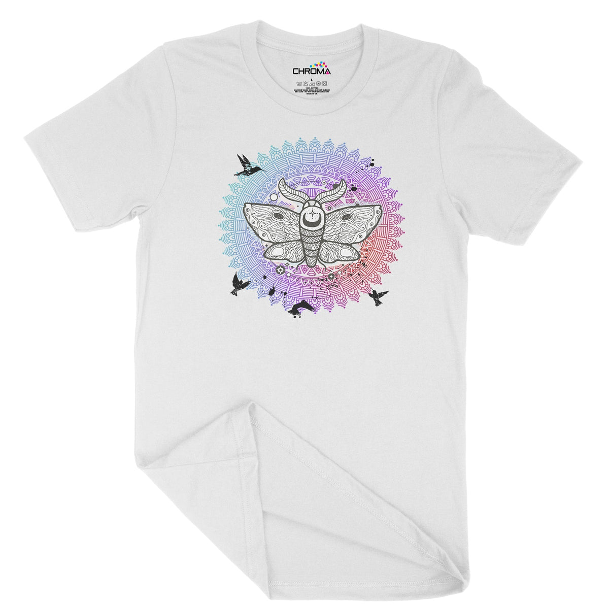 Psycedelic Moth Unisex Adult T-Shirt Chroma Clothing