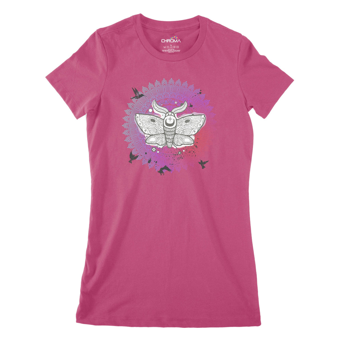 Psycedelic Moth Women's Classic Fitted T-Shirt Chroma Clothing