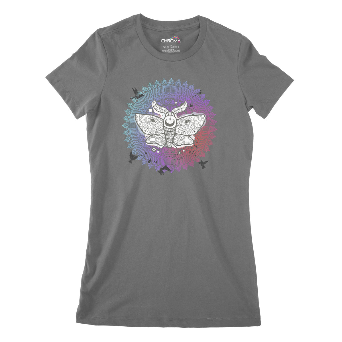 Psycedelic Moth Women's Classic Fitted T-Shirt Chroma Clothing
