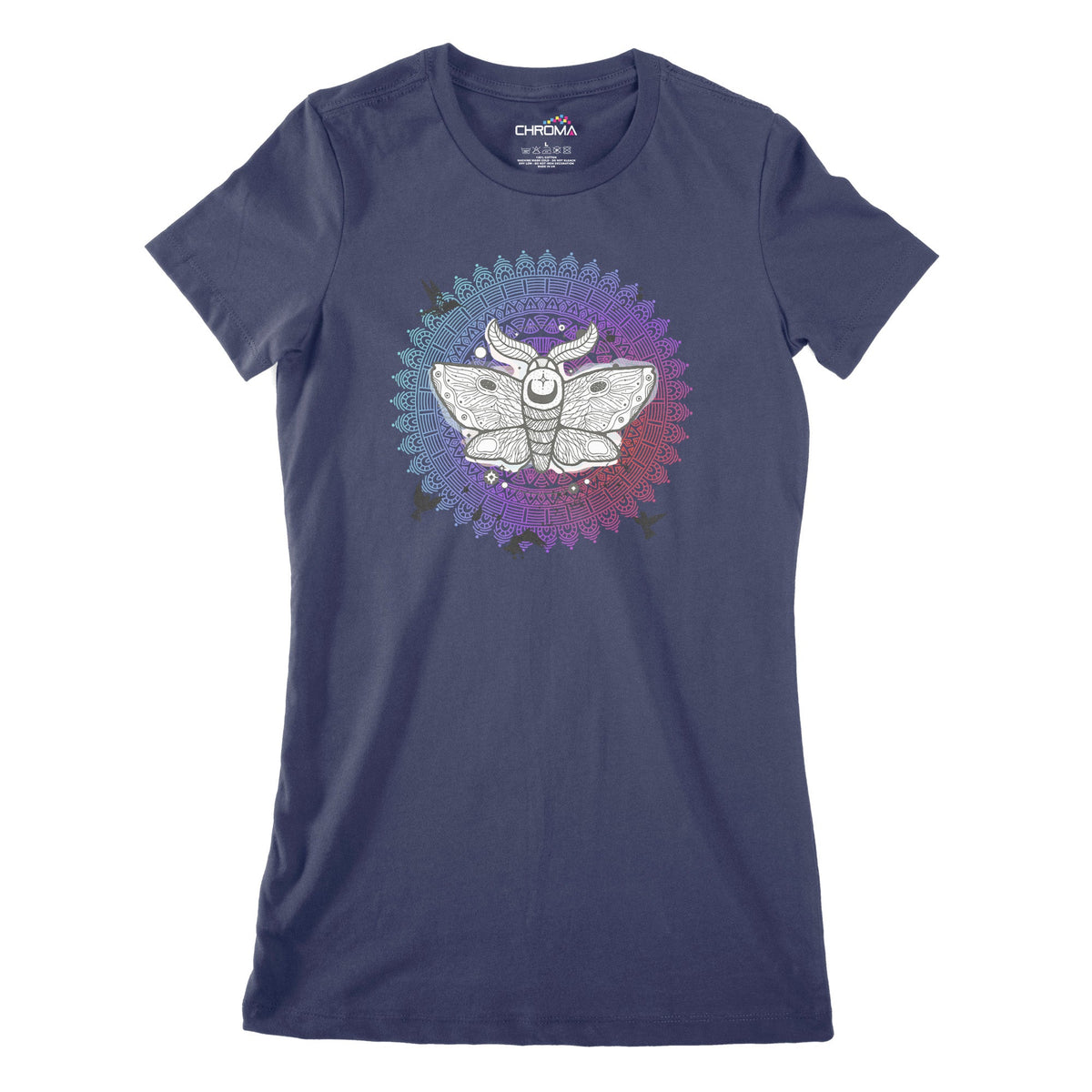 Psycedelic Moth Women's Classic Fitted T-Shirt Chroma Clothing