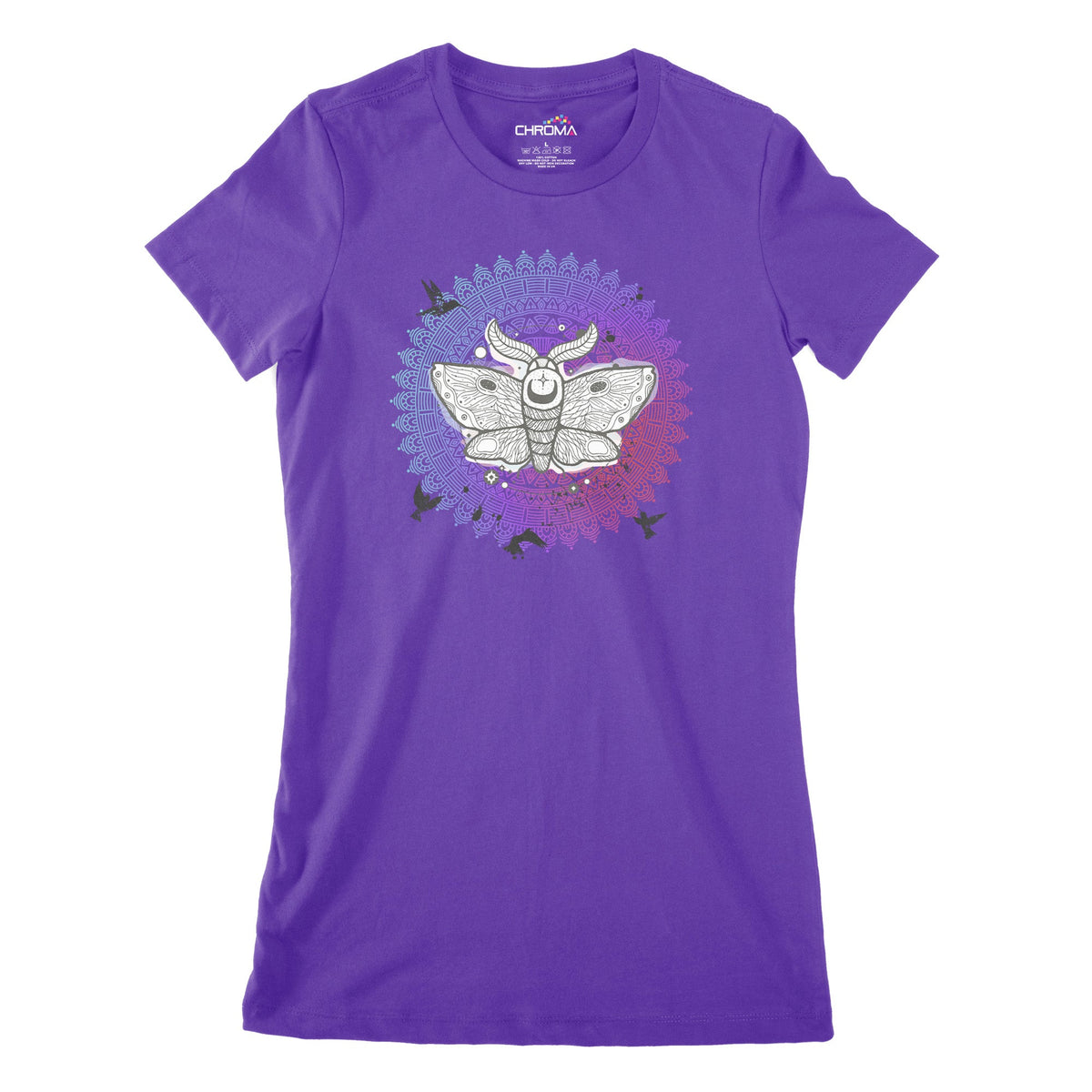 Psycedelic Moth Women's Classic Fitted T-Shirt Chroma Clothing