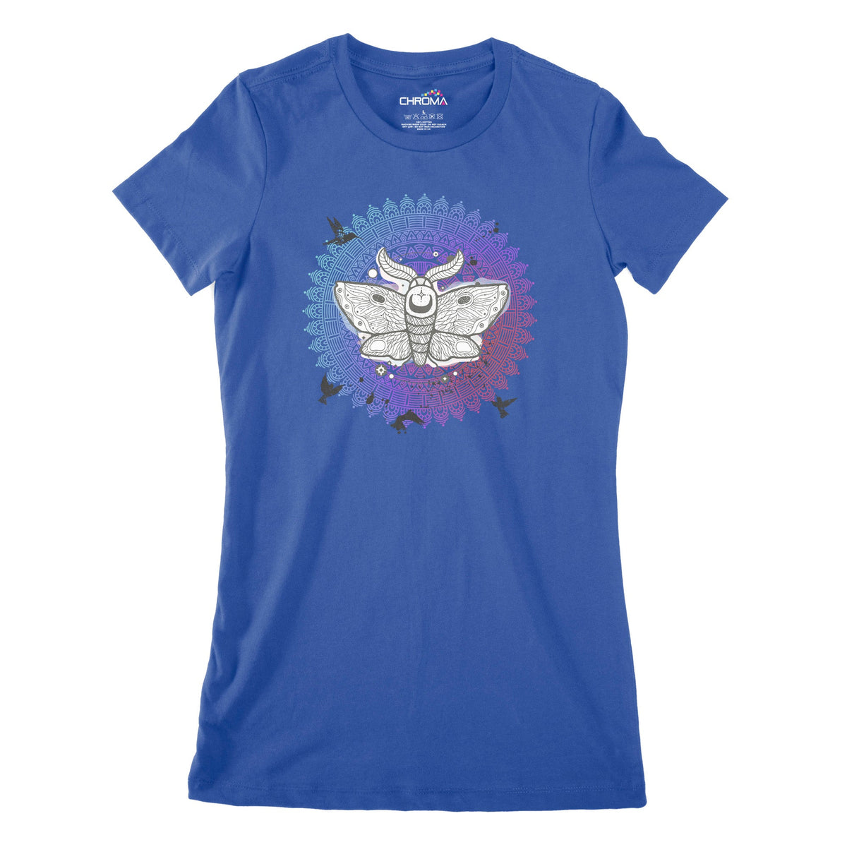 Psycedelic Moth Women's Classic Fitted T-Shirt Chroma Clothing