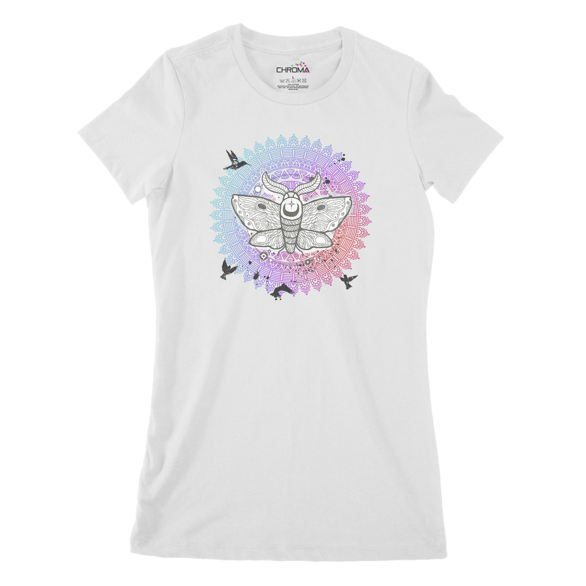Psycedelic Moth Women's Classic Fitted T-Shirt Chroma Clothing