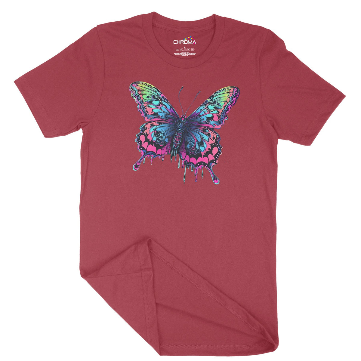 Psychedelic Butterfly Unisex Adult T-Shirt Chroma Clothing