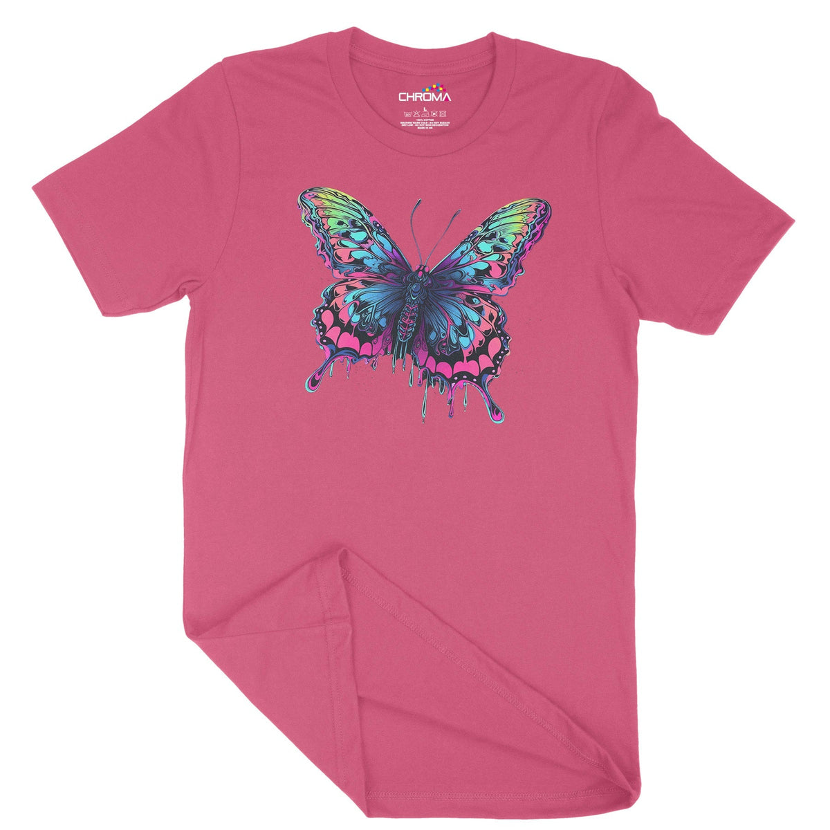 Psychedelic Butterfly Unisex Adult T-Shirt Chroma Clothing