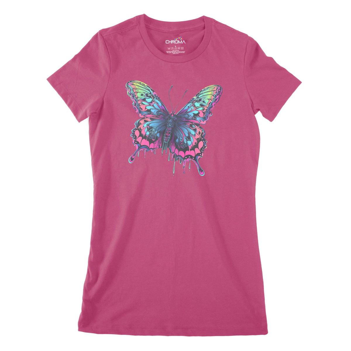 Psychedelic Butterfly Women's Classic Fitted T-Shirt Chroma Clothing